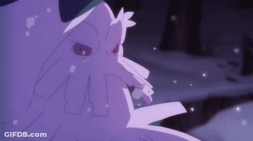 Purple Cartoon Character With Flower On Head GIF