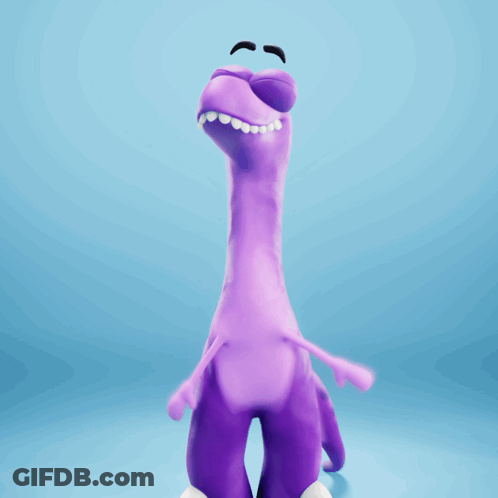 Purple Cartoon Character With Long Neck GIF