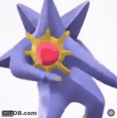 Purple Cartoon Character With Red Ball On Head GIF