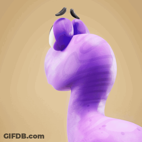 Purple Cartoon Character With White Eyes And Black Mustache GIF
