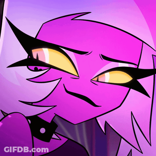 Purple Cartoon Character With Yellow Eyes GIF