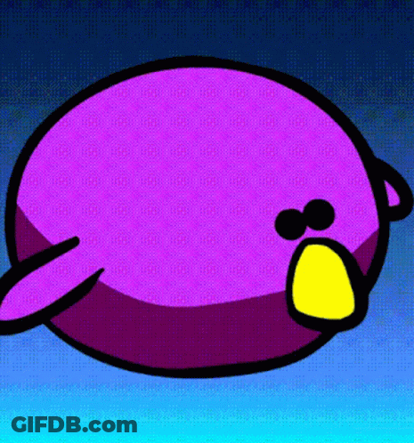 Purple Cartoon Character With Yellow Mouth GIF