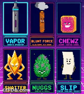 Purple Cartoon Characters Vapor Blunt Force Shatter Nuggs Slip GIF