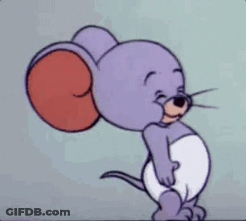 Purple Cartoon Mouse With Red Ear GIF