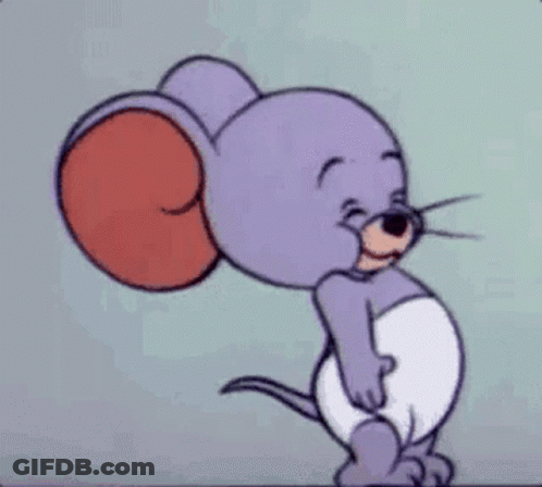 Purple Cartoon Mouse With Red Tail GIF