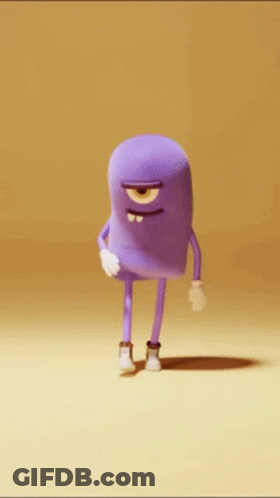 Purple Cartoon Saying Happy Monday GIF