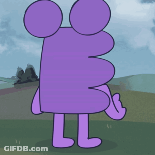Purple Cartoon With Mickey Mouse Head In Field GIF