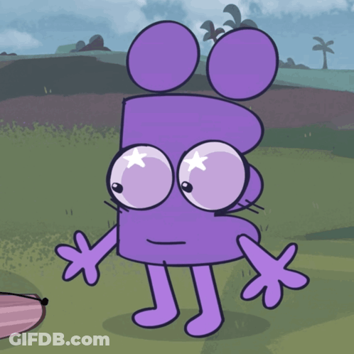 Purple Cartoon With Star In Eyes GIF