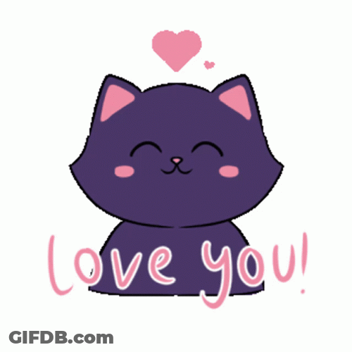 Purple Cat Heart Love You GIF
