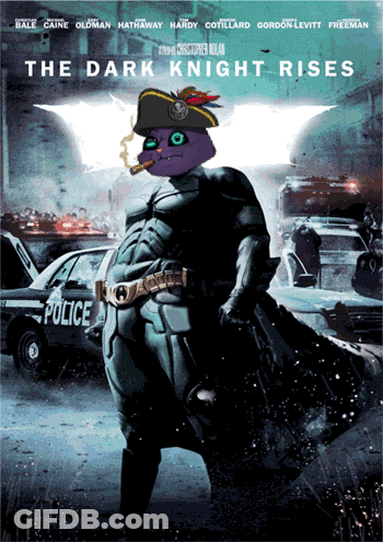 Purple Cat In Batman Costume Dark Knight Rises Poster GIF