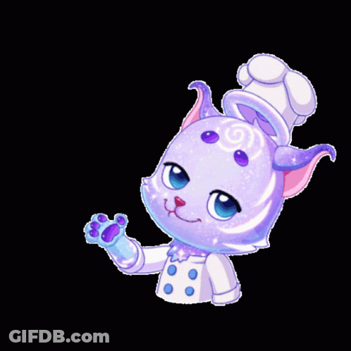Purple Cat In Chef Hat Holding Yellow Star GIF