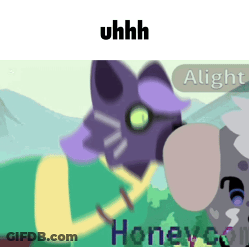 Purple Cat Saying Uhhh Alight Honeycomb GIF