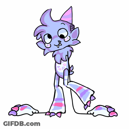 Purple Cat With Striped Socks GIF