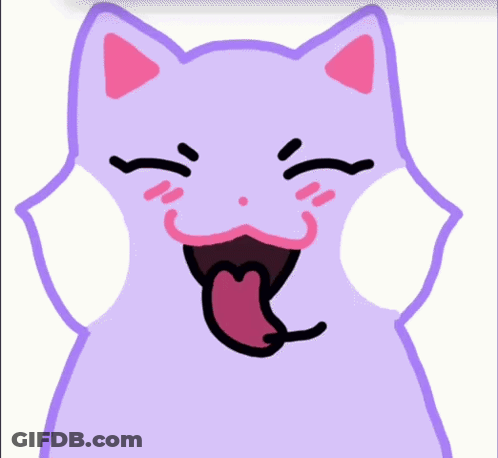 Purple Cat With Tongue Out GIF