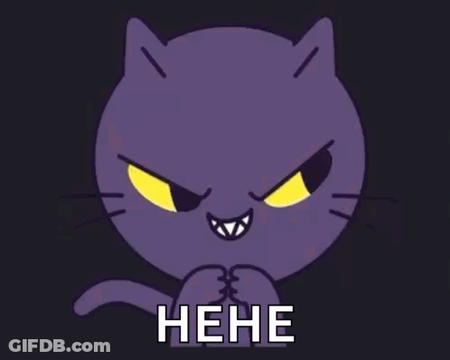 Purple Cat With Yellow Eyes Saying Hene GIF