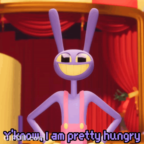 Purple Character Says I Know I'm Pretty Hungry GIF