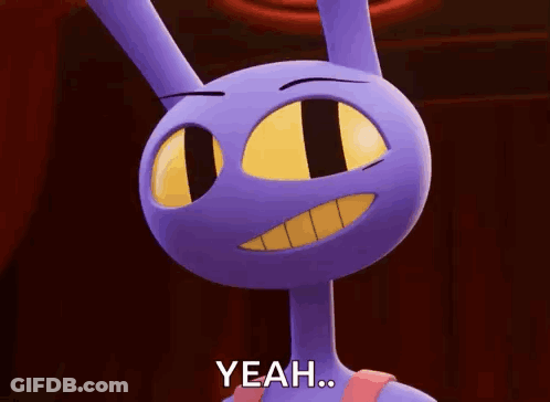 Purple Character With Yellow Eyes Smiling Yeah GIF