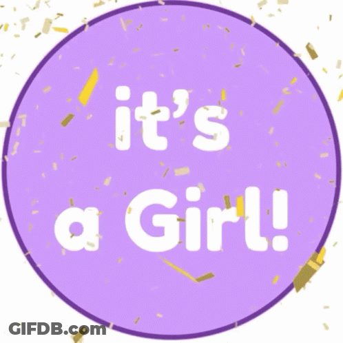 Purple Circle Saying It's A Girl GIF