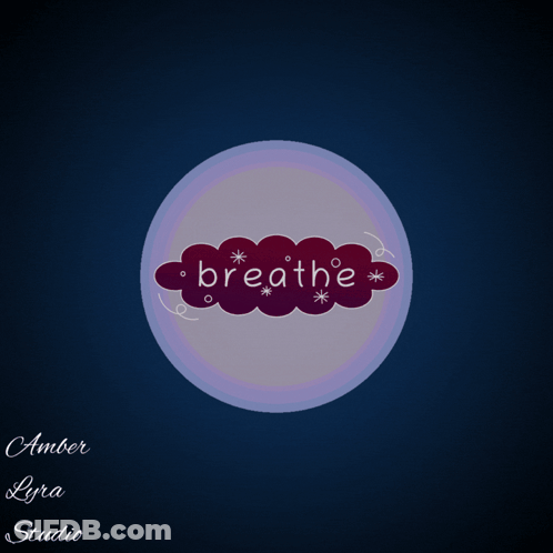 Purple Circle With Cloud Saying Breathe GIF