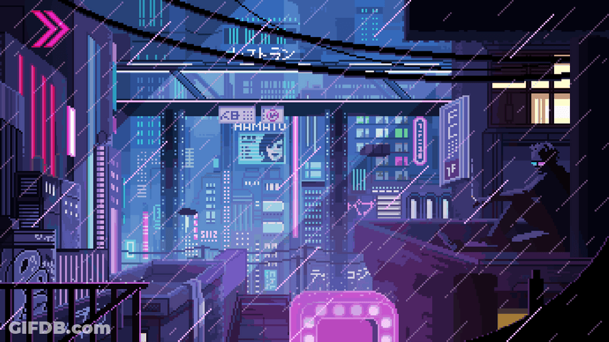 Purple City Lights Animation GIF