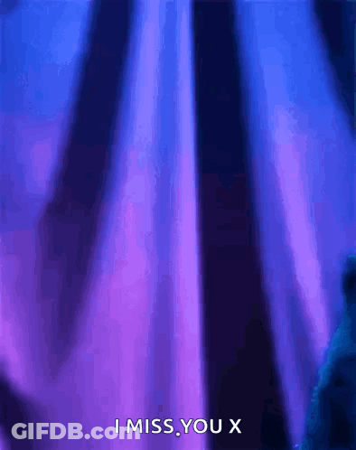 Purple Curtain Saying I Miss You X GIF
