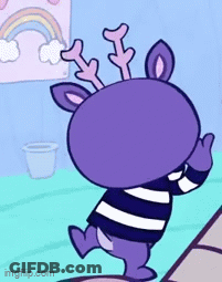 Purple Deer With Antlers And Striped Shirt GIF