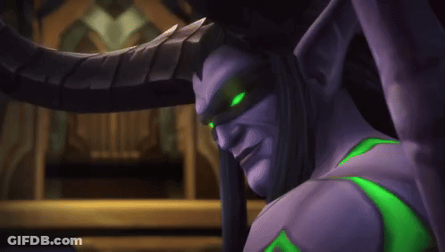 Purple Demon With Green Eyes Outside Building GIF