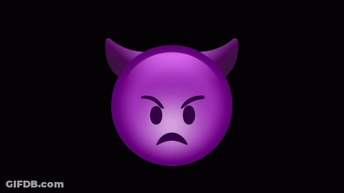 Purple Devil Emoji With Horns And Sad Face GIF