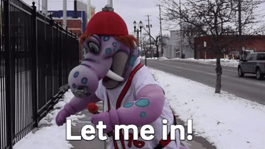 Purple Dinosaur Let Me In GIF