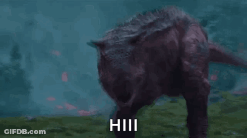 Purple Dinosaur Standing In Field Hhh GIF