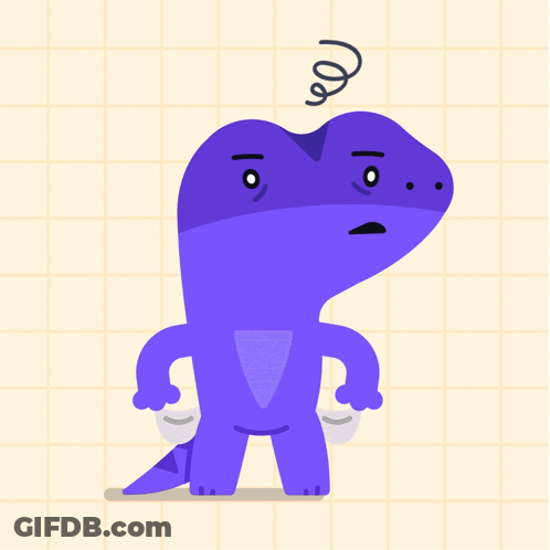 Purple Dinosaur Standing In Front Of Red Line GIF