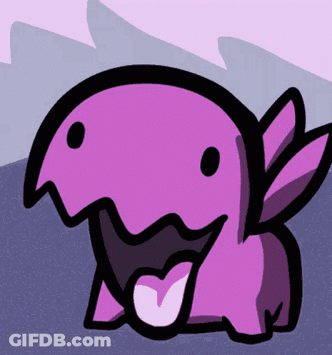 Purple Dinosaur With Heart In Mouth GIF