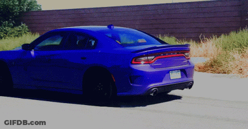 Purple Dodge Charger With California License Plate GIF