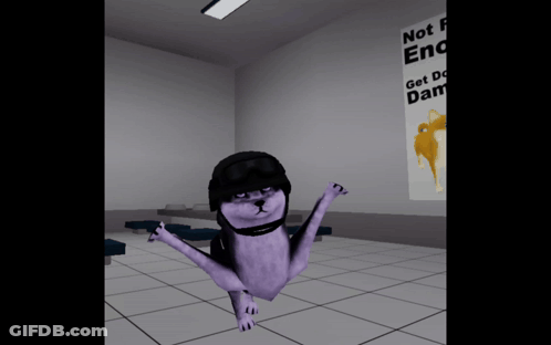 Purple Dog In Black Helmet And Goggles In Front Of Not Enough Get Do Dam Sign GIF