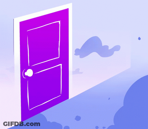 Purple Door Open To Blue Sky GIF