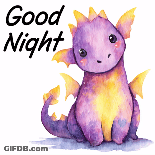 Purple Dragon Watercolor Good Night GIF