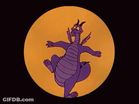 Purple Dragon With Horns In Circle On Yellow GIF