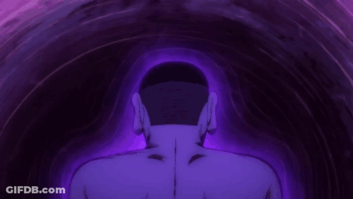 Purple Drawing Of Person With Mask On Head GIF