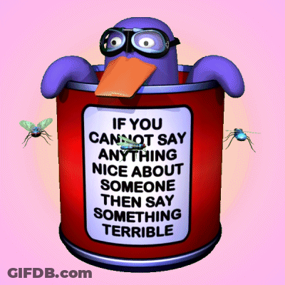 Purple Duck In Red Can Saying Something Terrible GIF