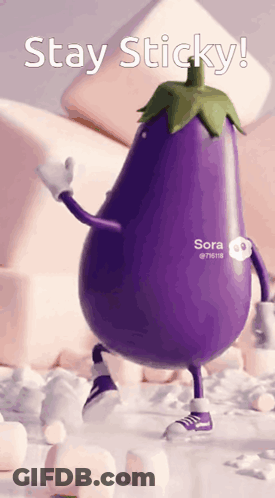 Purple Eggplant Dancing Stay Sticky GIF