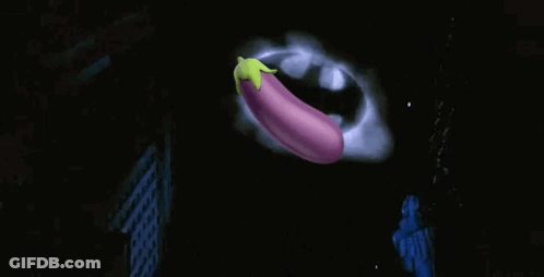 Purple Eggplant Flying Through Space GIF