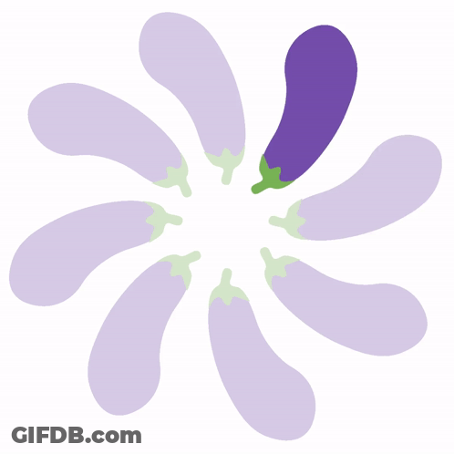 Purple Eggplant Surrounded By Eggplants GIF