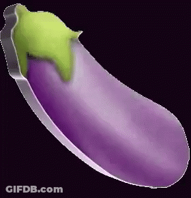 Purple Eggplant With Green Leaf GIF