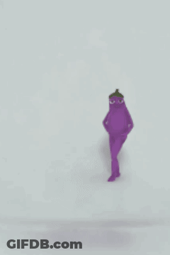 Purple Eggplant With Green Leaf Giving Thumbs Up GIF