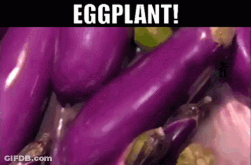 Purple Eggplants With Eggplant Text GIF