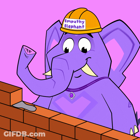 Purple Elephant Wearing Empathy Hard Hat GIF