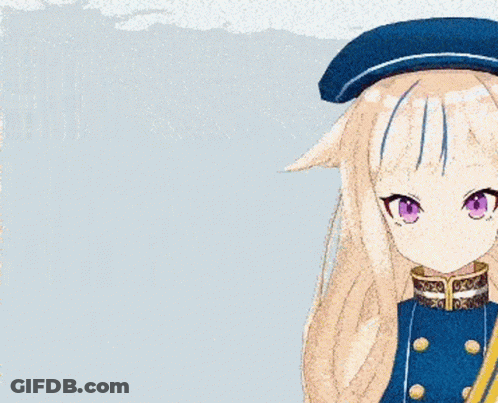 Purple-Eyed Girl In Blue Hat With Question Mark GIF
