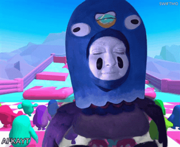 Purple Fall Guys GIF