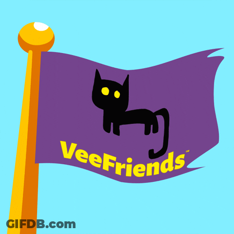 Purple Flag With Black Cat Veefriends GIF