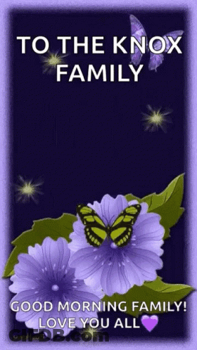 Purple Flower And Yellow Butterfly To The Knox Family Good Morning Family Love You All GIF